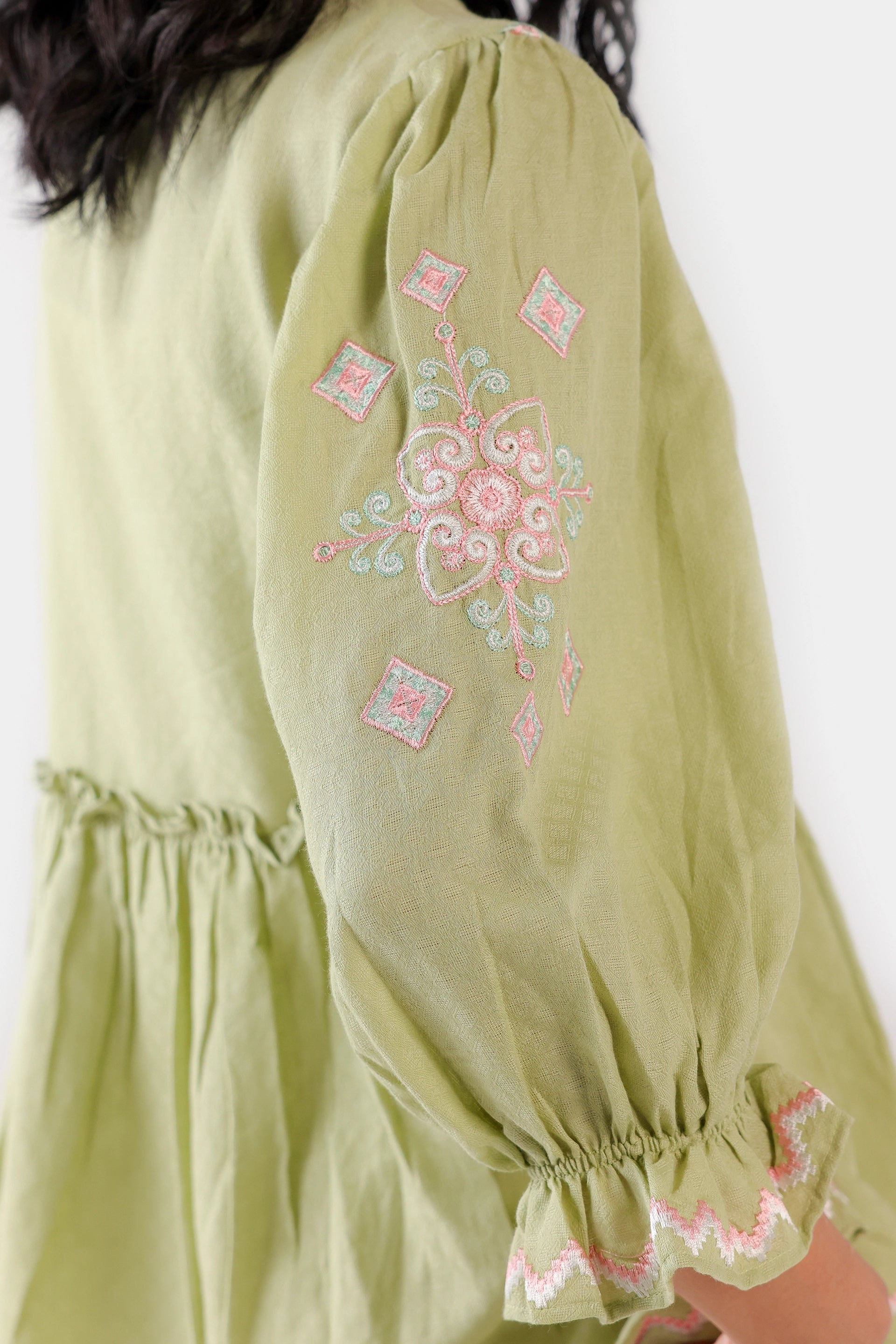 Self Jacquard Peplum Top - Cougar Clothing