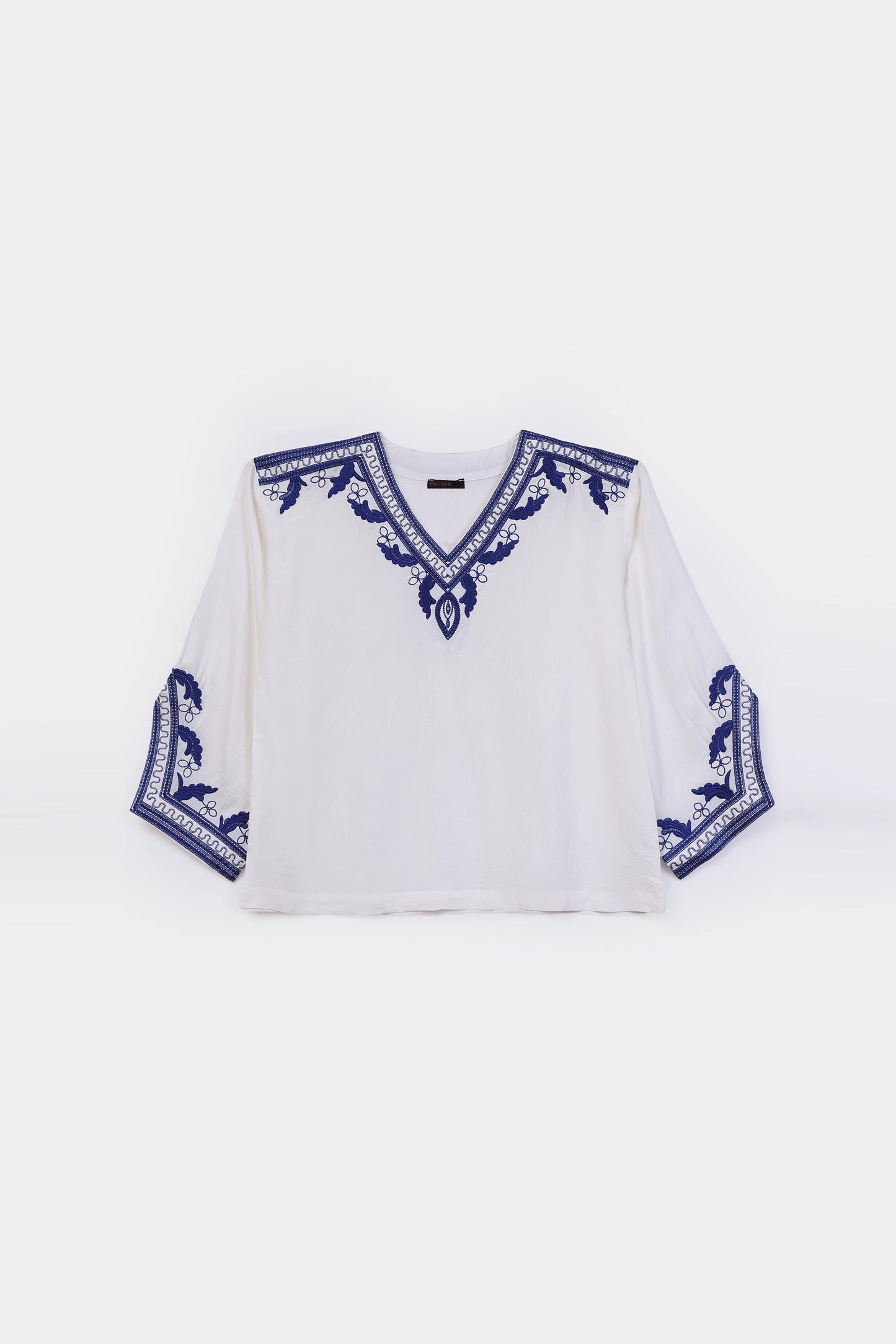 Embroidered Raw Silk Top - Cougar Clothing