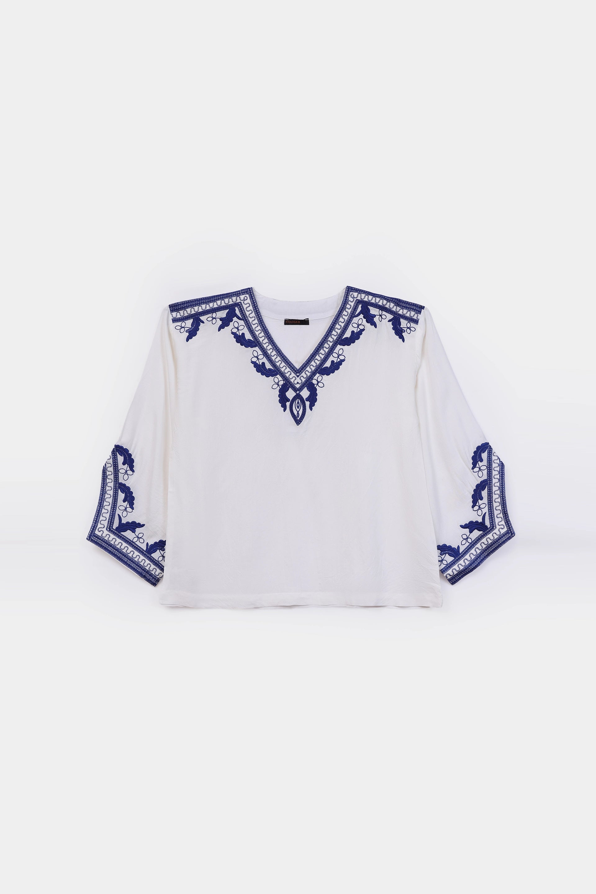 Embroidered Raw Silk Top - Cougar Clothing