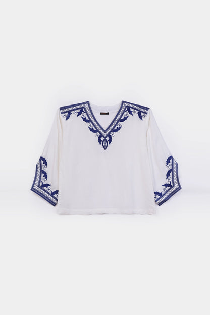 Embroidered Raw Silk Top - Cougar Clothing