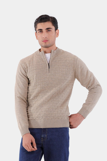 Textured Quarter Zip Sweater - Cougar Clothing