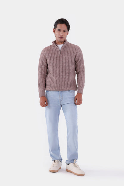 Cable Knit Quarter Sweater - Cougar Clothing