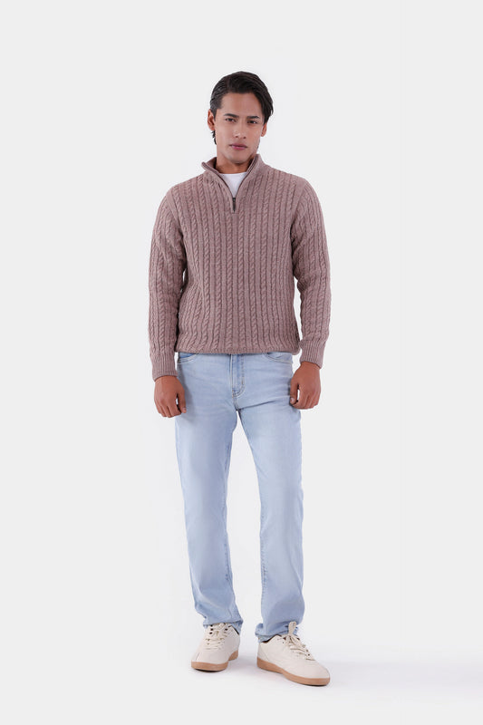 Cable Knit Quarter Sweater - Cougar Clothing