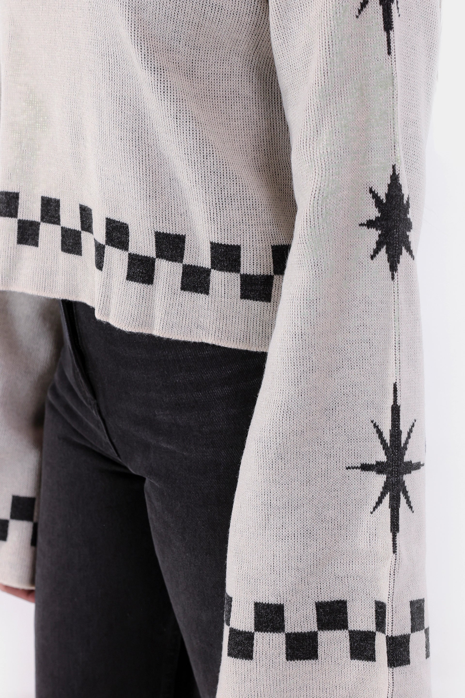 Cropped Jacquard Sweater - Cougar Clothing