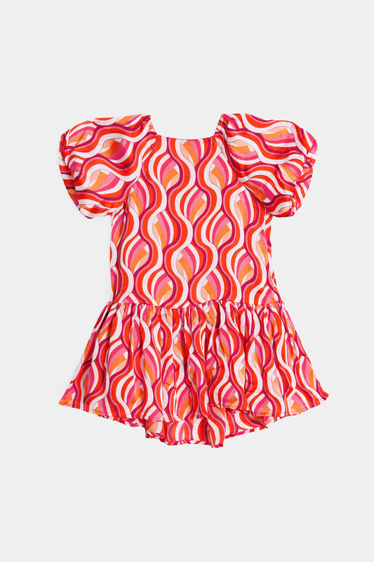 Wavy Printed Dress - Cougar Clothing