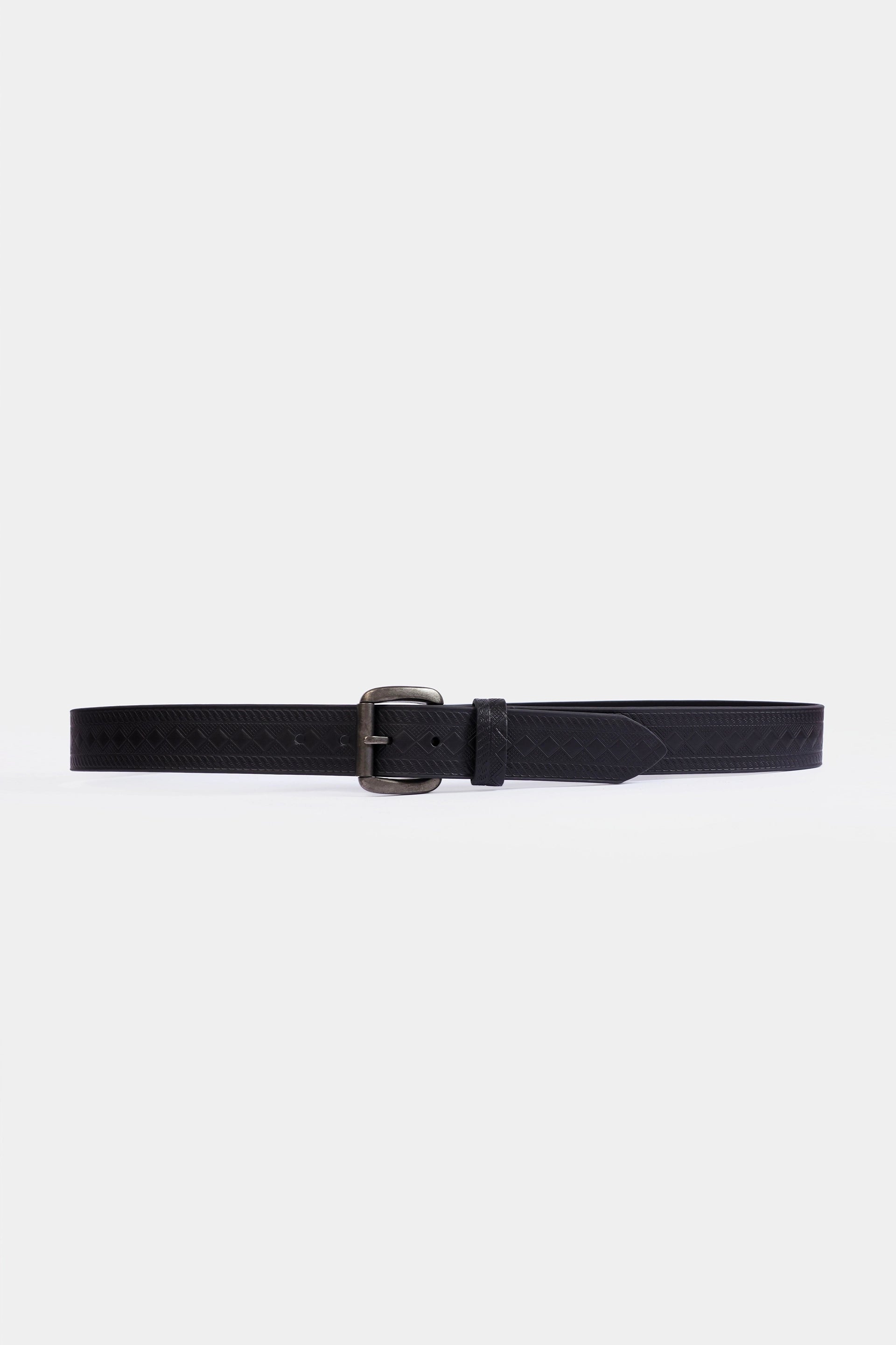 Leather Belt With Geomatrical Pattern - Cougar Clothing