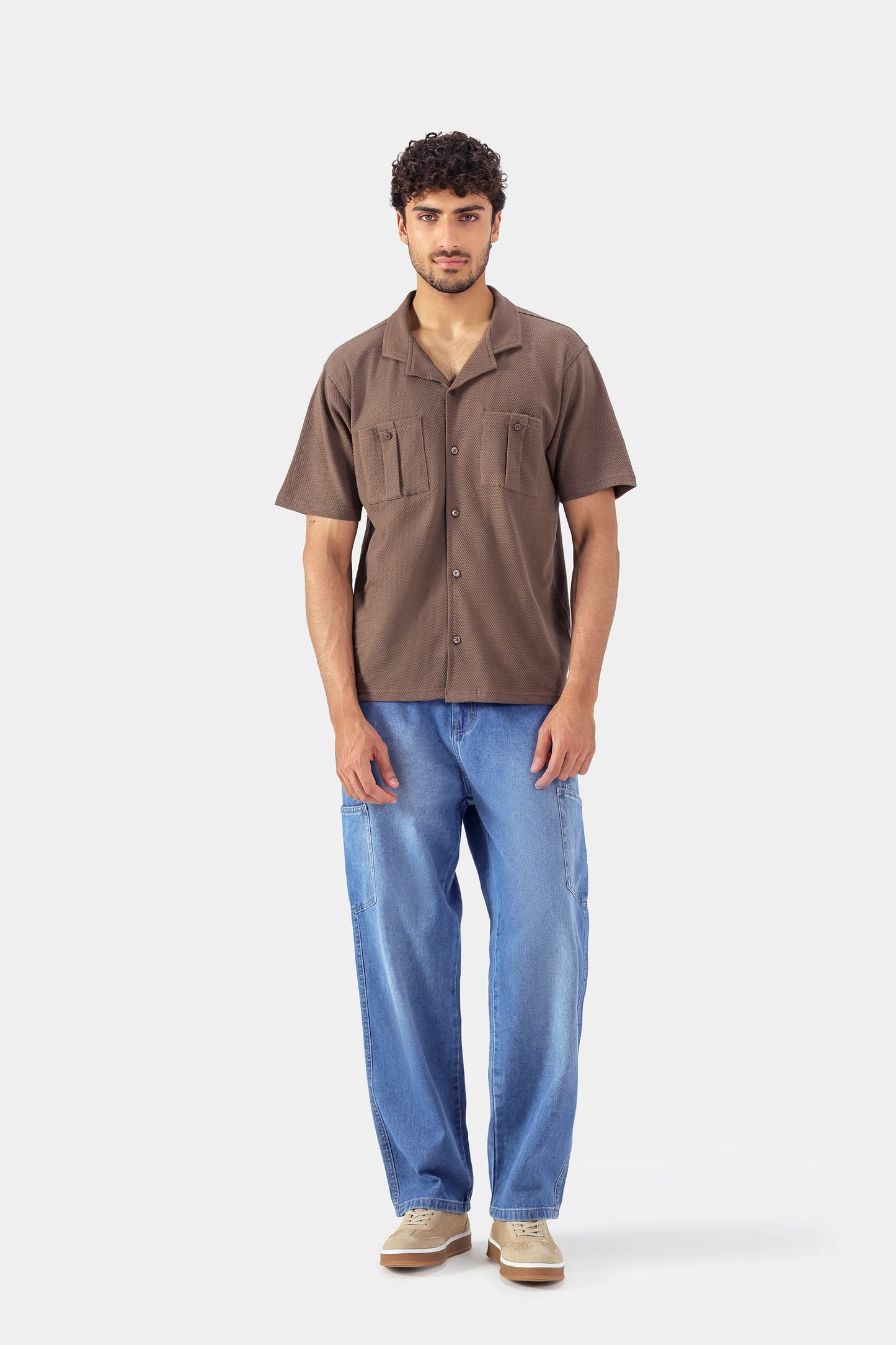 Boxy Popcorn Knit Shirt - Cougar Clothing
