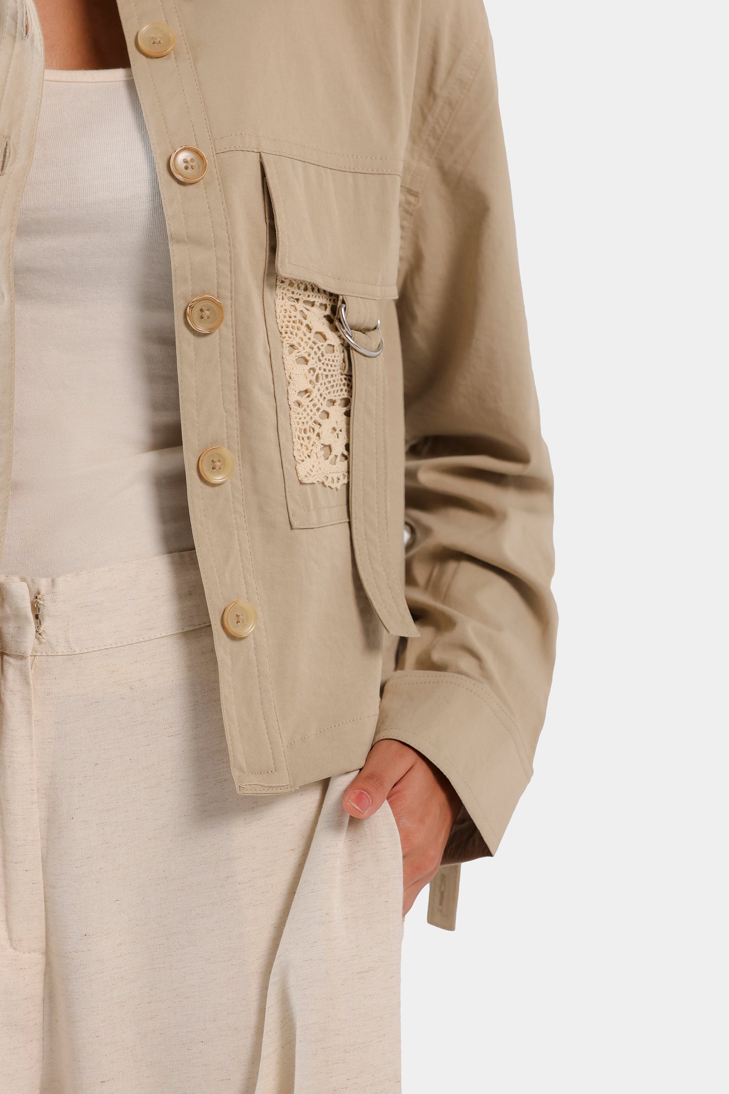 Cropped Shirt With Flap Pockets - Cougar Clothing