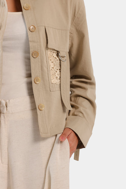 Cropped Shirt With Flap Pockets - Cougar Clothing