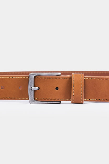 Leather Belt With Side Stitching - Cougar Clothing