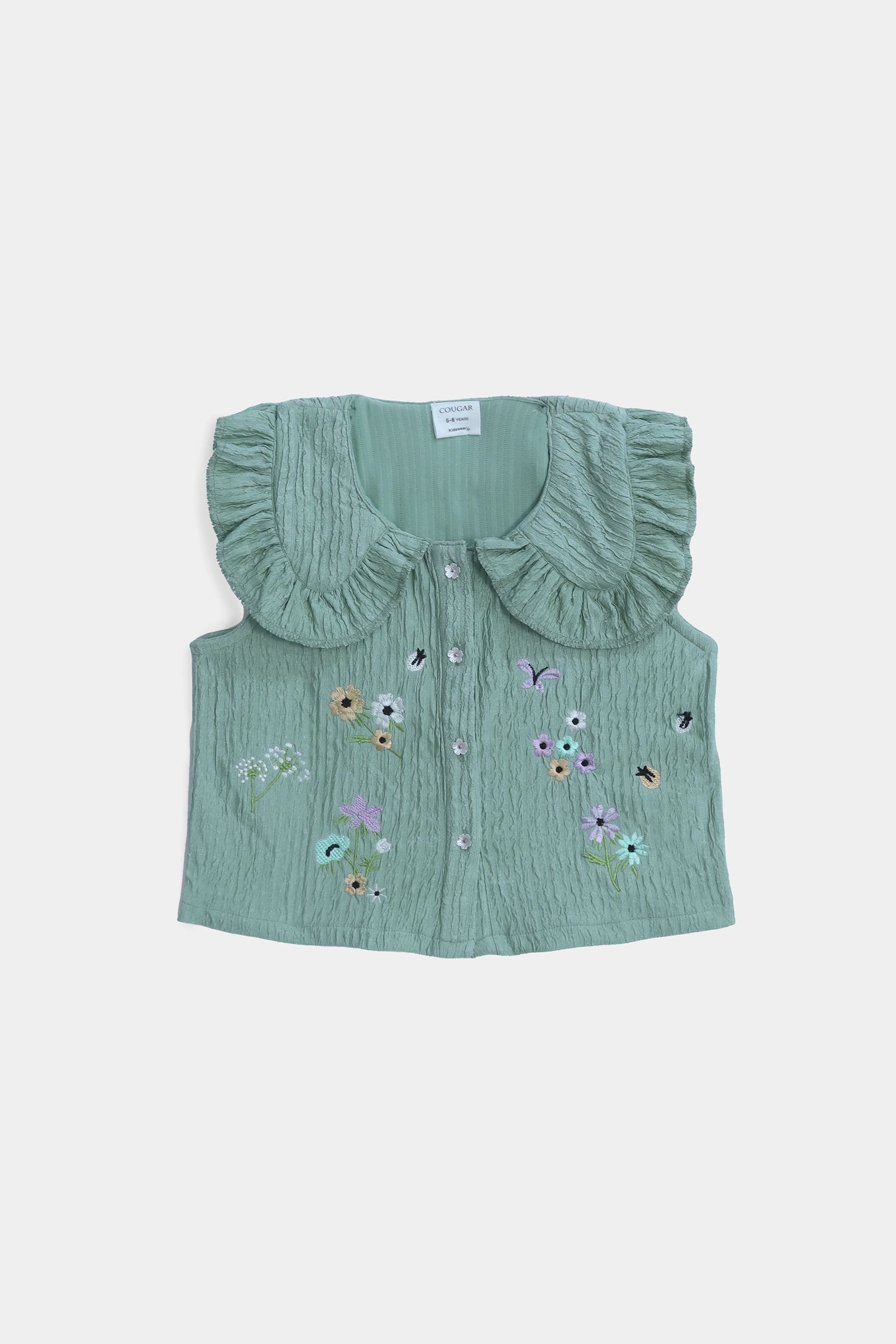 Bib Collar Embroidered Top - Cougar Clothing
