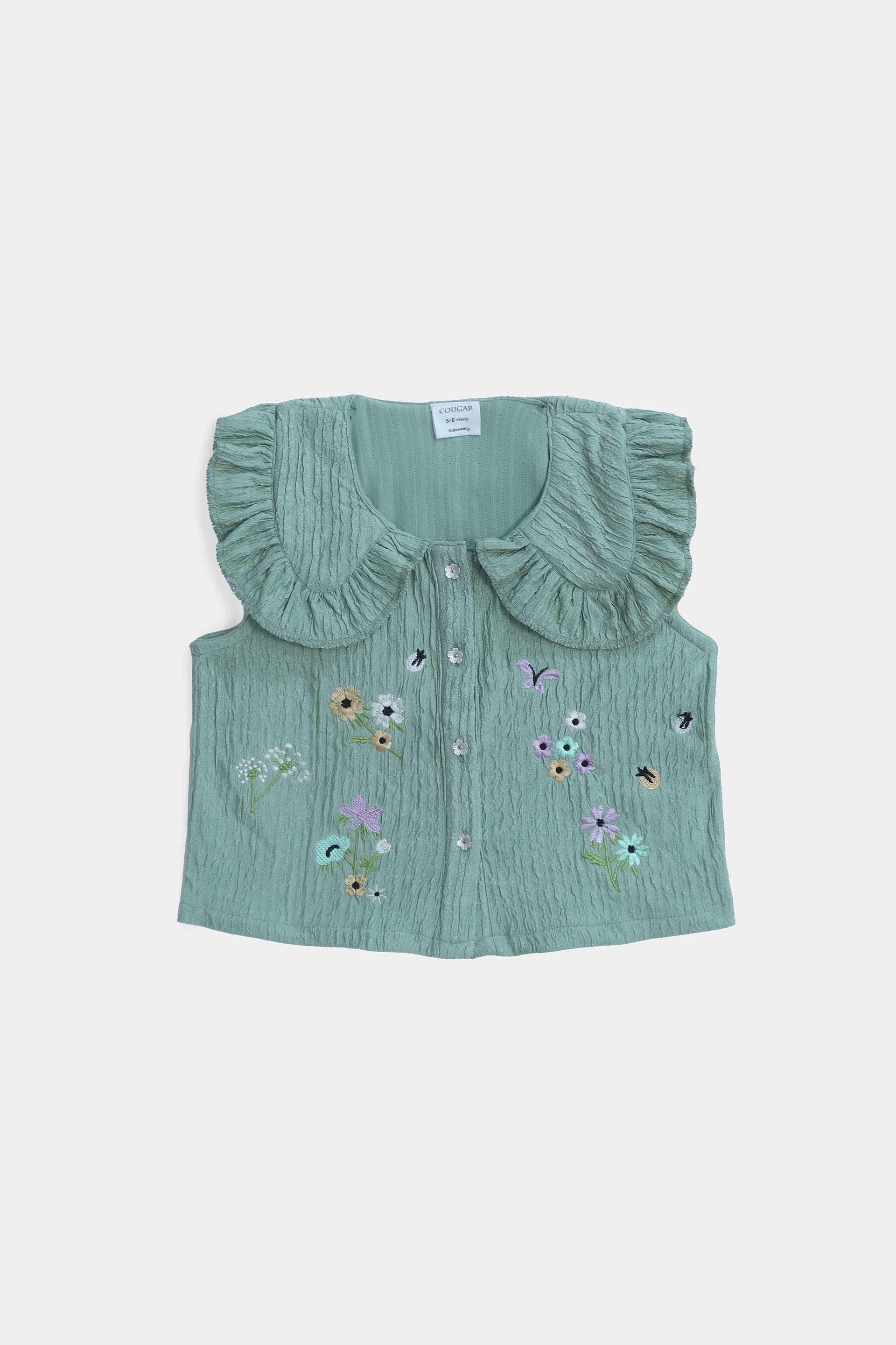 Bib Collar Embroidered Top - Cougar Clothing