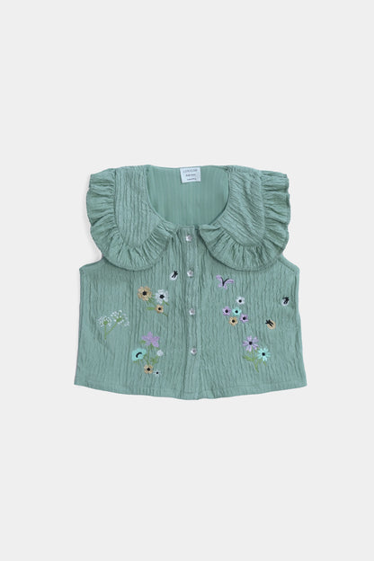 Bib Collar Embroidered Top - Cougar Clothing