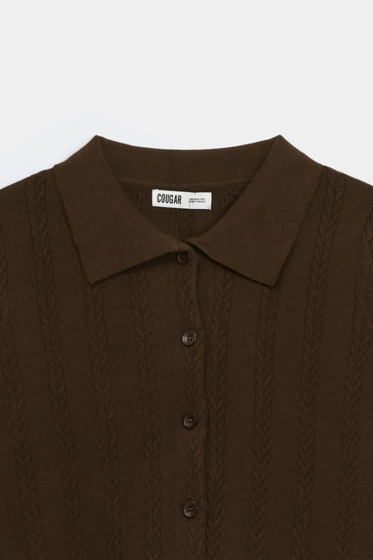 Button-Down Cable Knit Cardigan