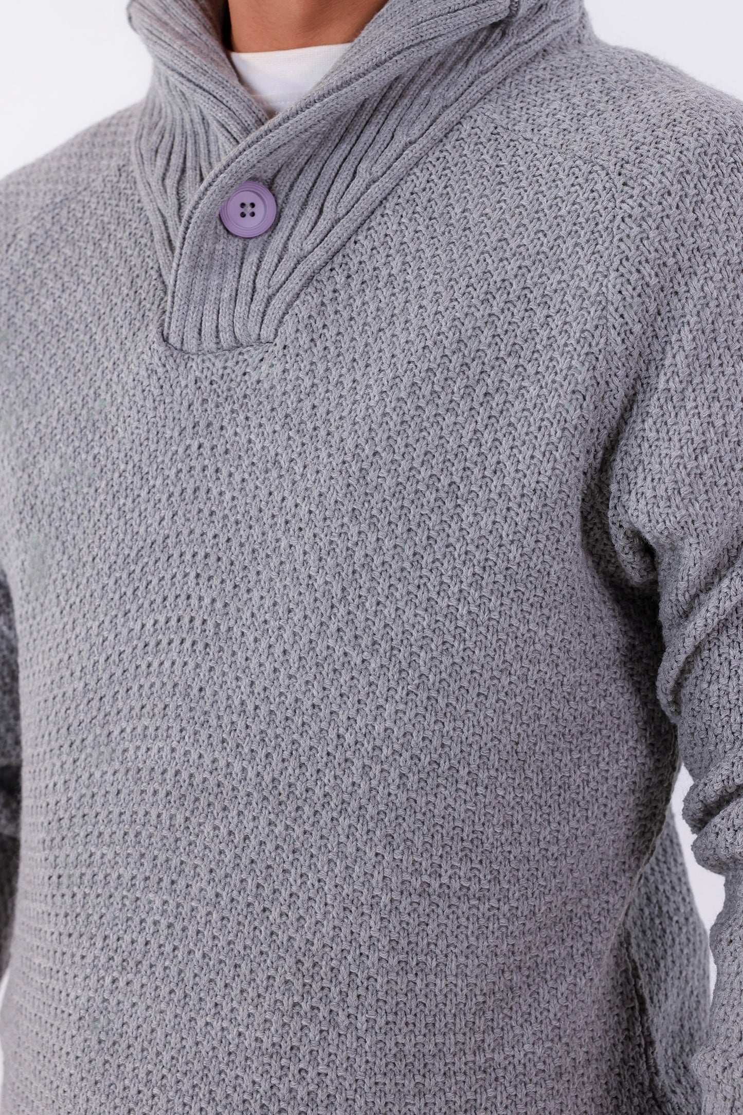 Shawl Neck Knit Sweater - Cougar Clothing