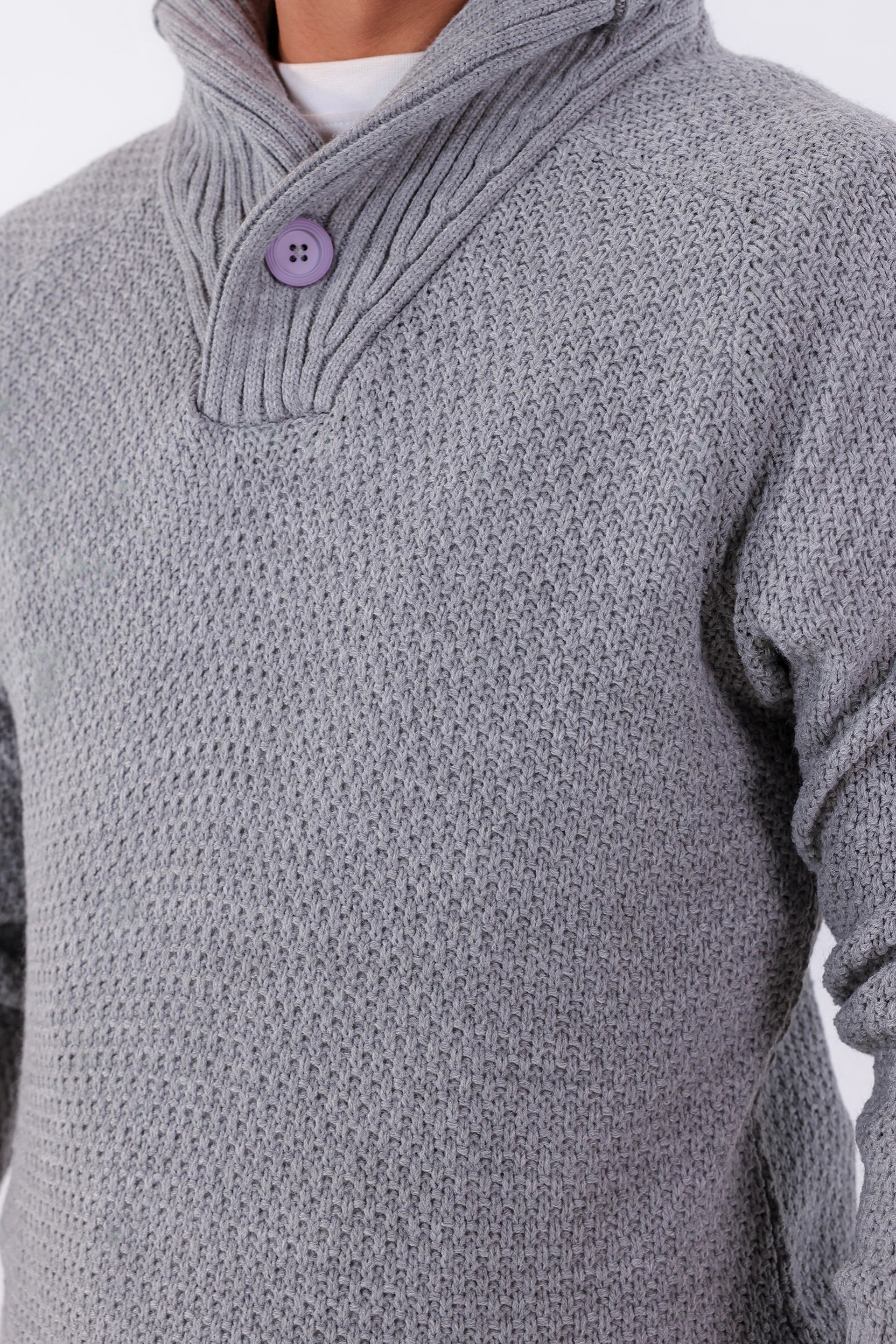 Shawl Neck Knit Sweater - Cougar Clothing