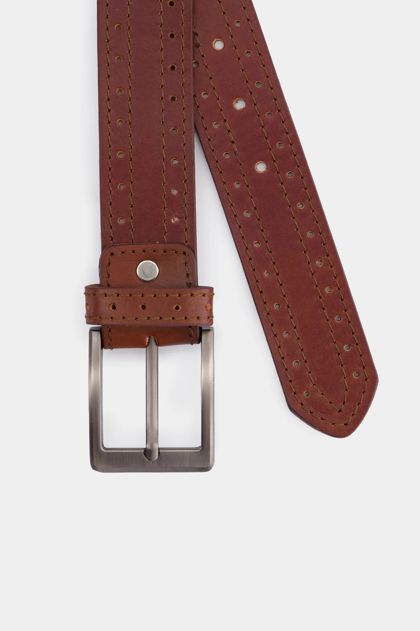 Leather Belt With Top Stitches - Cougar Clothing