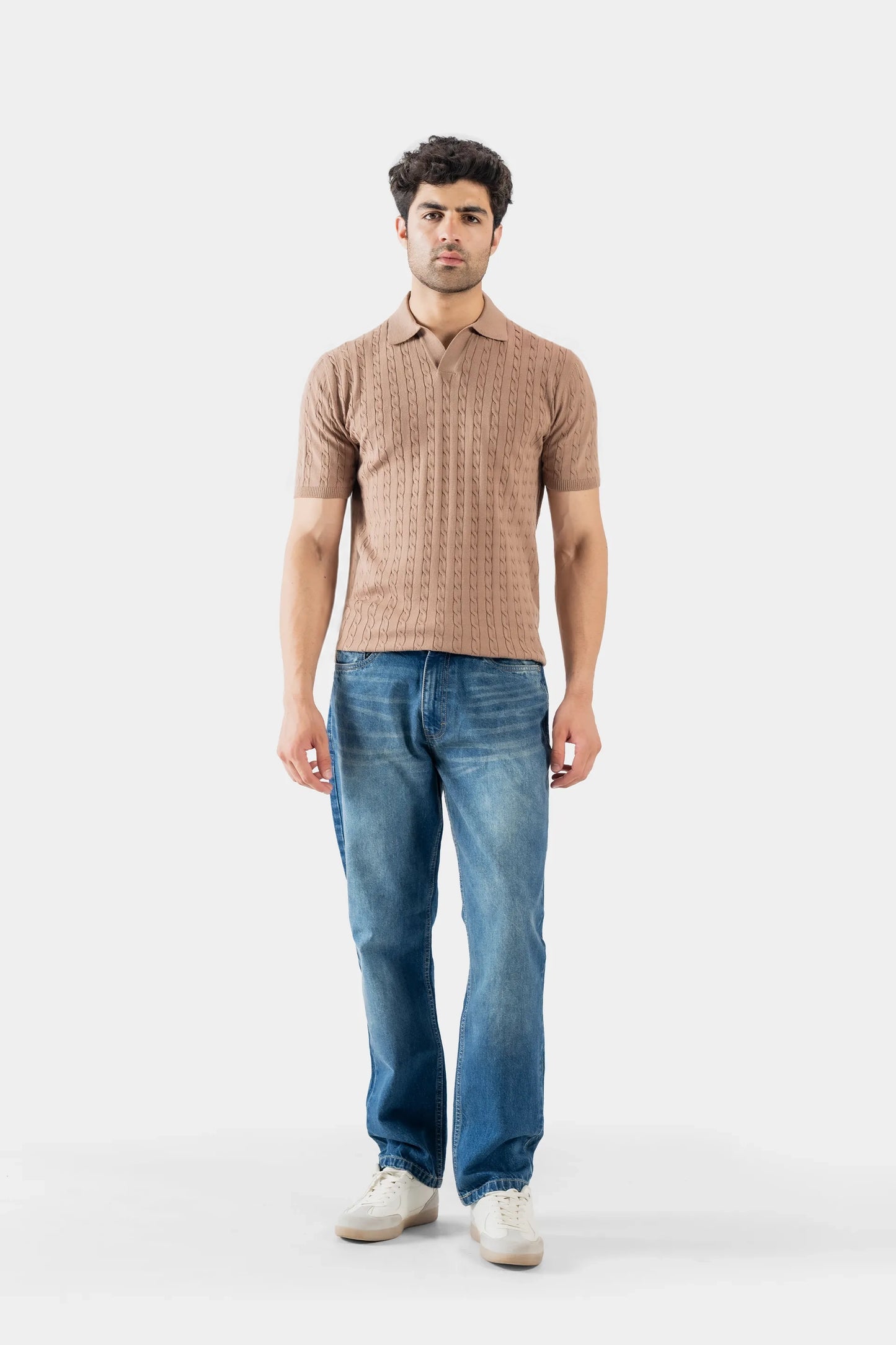 Johnny Collar Cable Knit Polo - Cougar Clothing