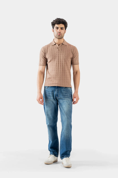 Johnny Collar Cable Knit Polo - Cougar Clothing