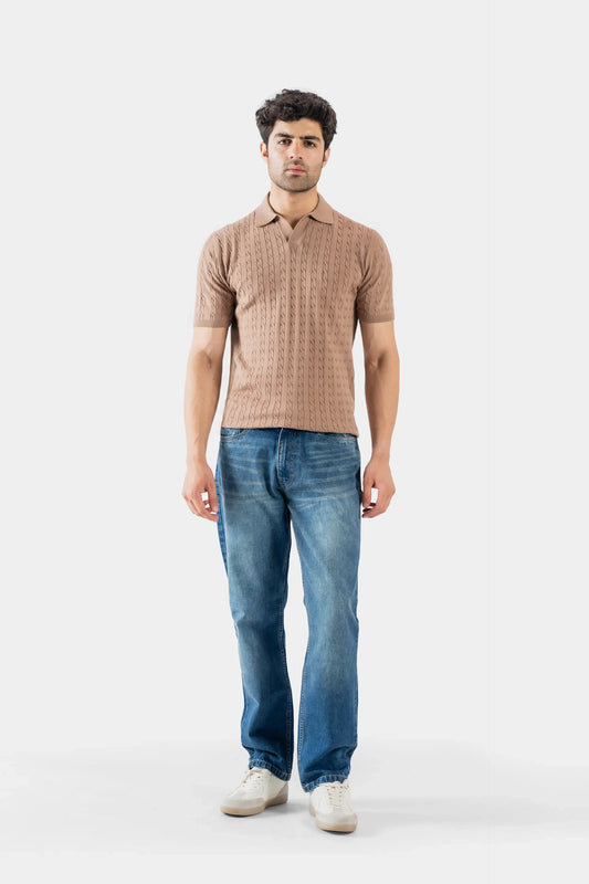 Johnny Collar Cable Knit Polo - Cougar Clothing