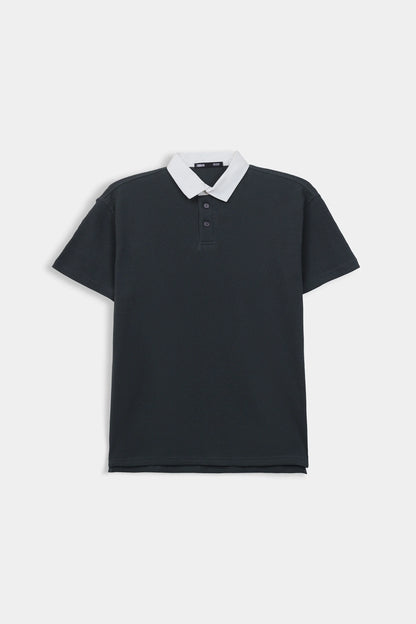 Textured Contrast Polo - Cougar Clothing