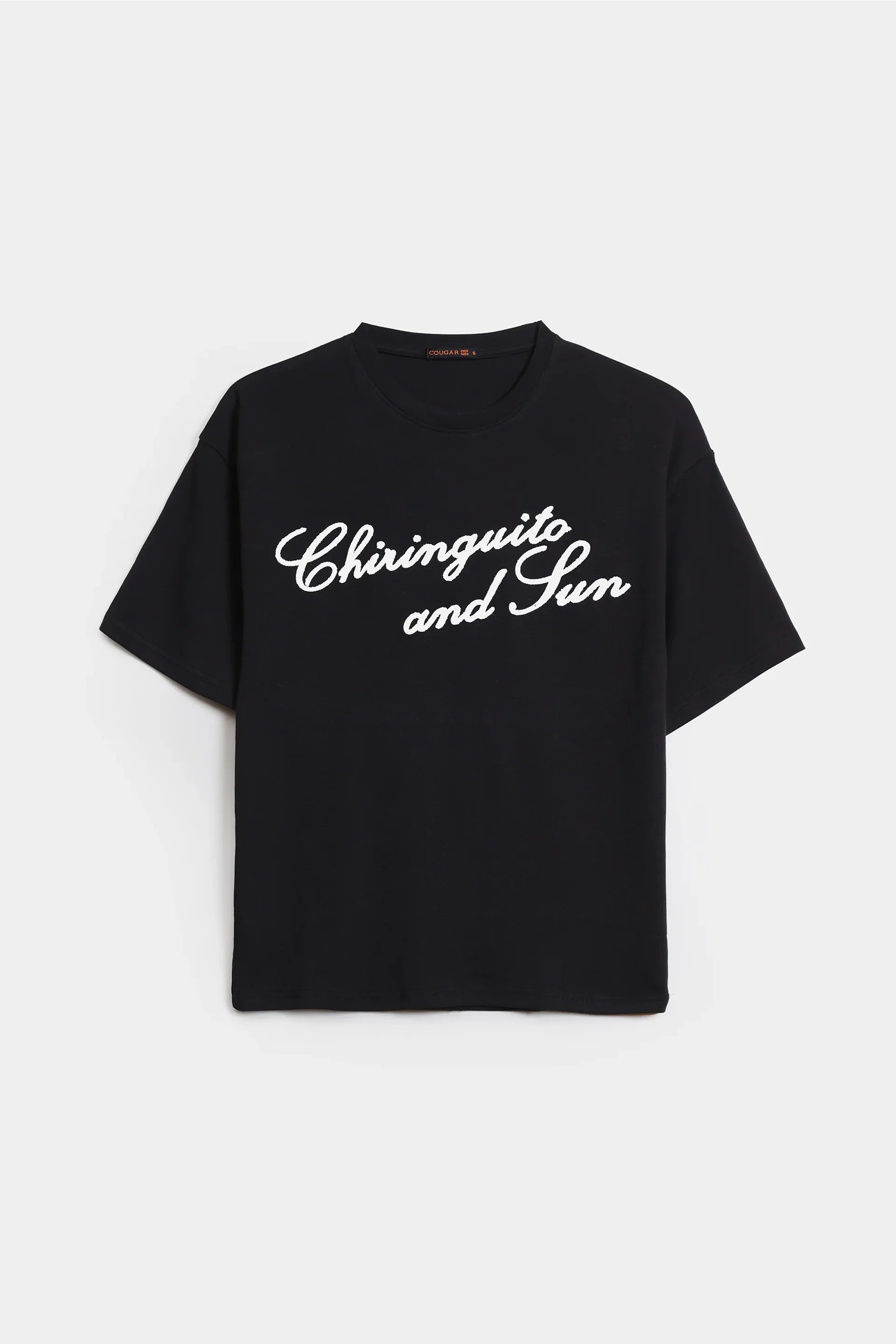 Oversized Text Print T-Shirt - Cougar Clothing