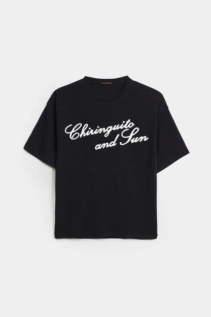 Oversized Text Print T-Shirt - Cougar Clothing