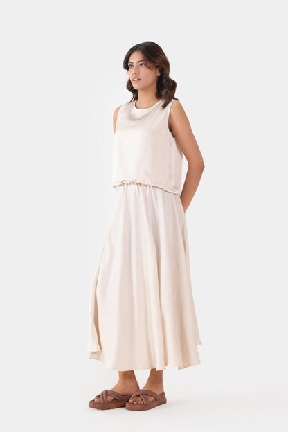Satin Silk Midi Skirt - Cougar Clothing