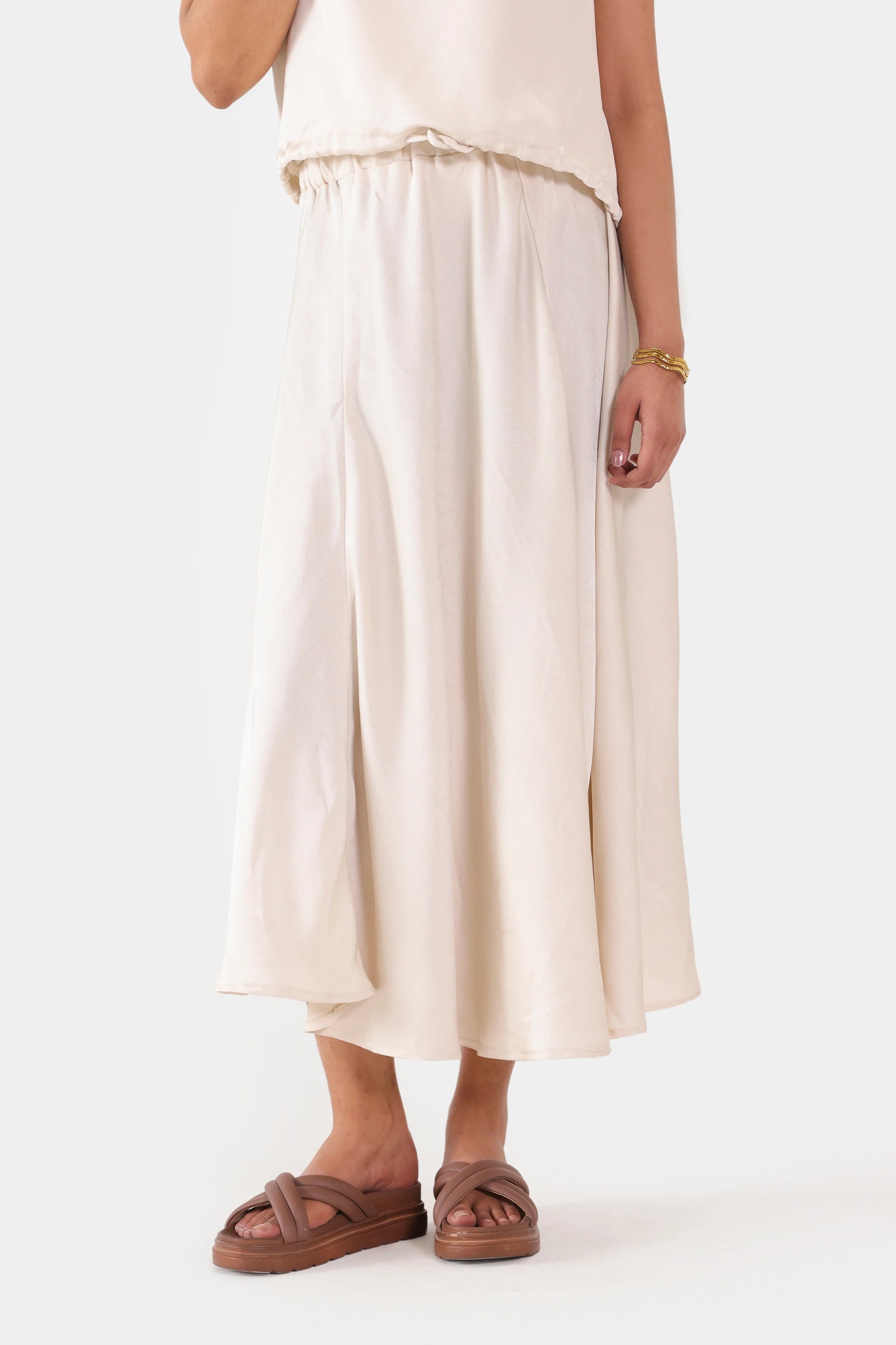 Satin Silk Midi Skirt - Cougar Clothing