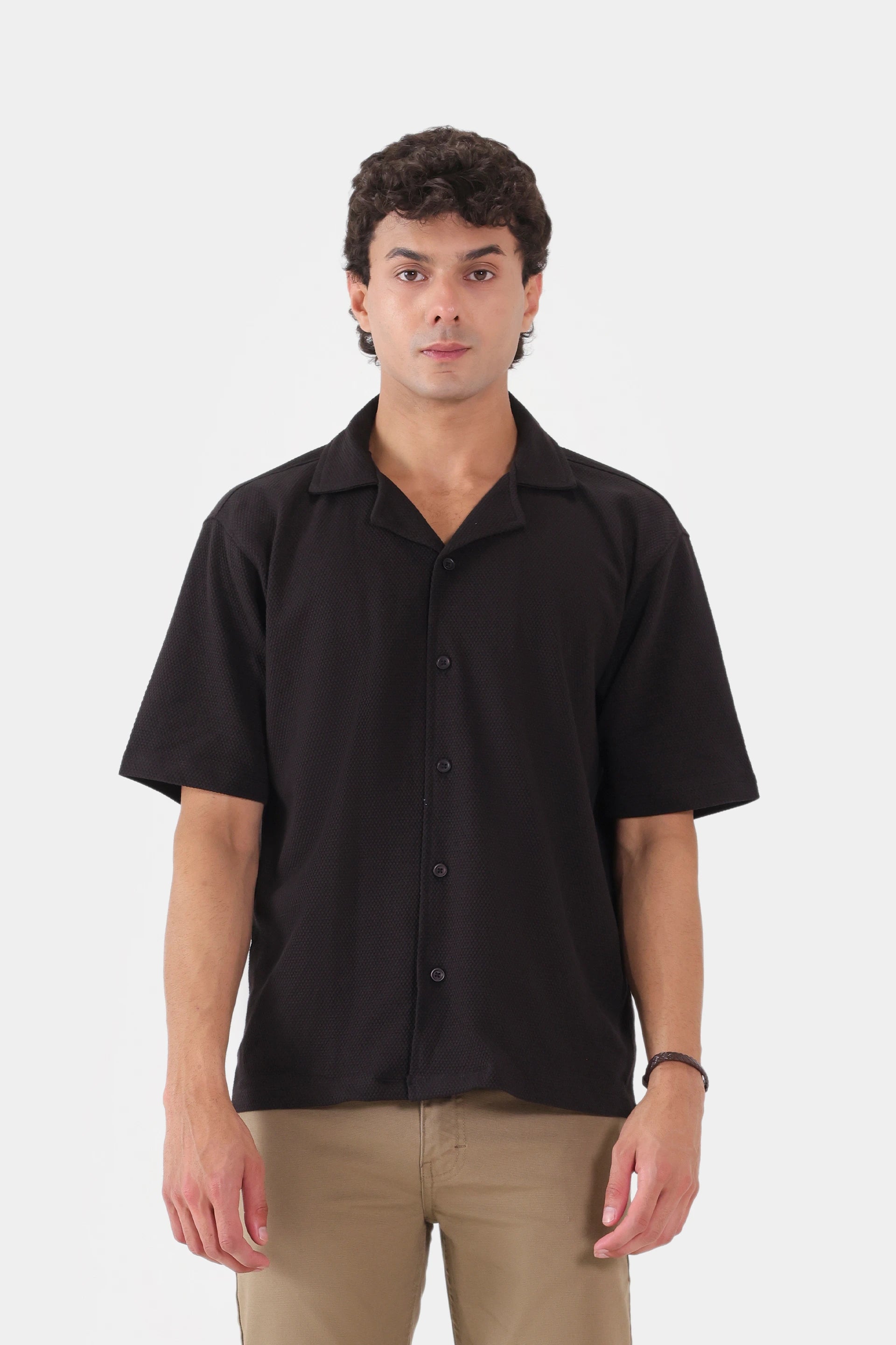 Popcorn Knit Boxy Shirt - Cougar Clothing