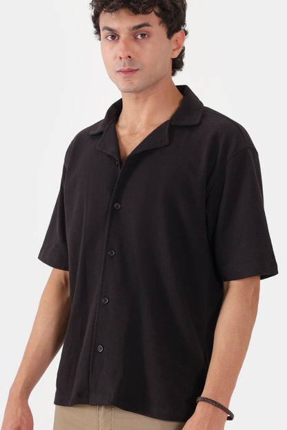 Popcorn Knit Boxy Shirt - Cougar Clothing