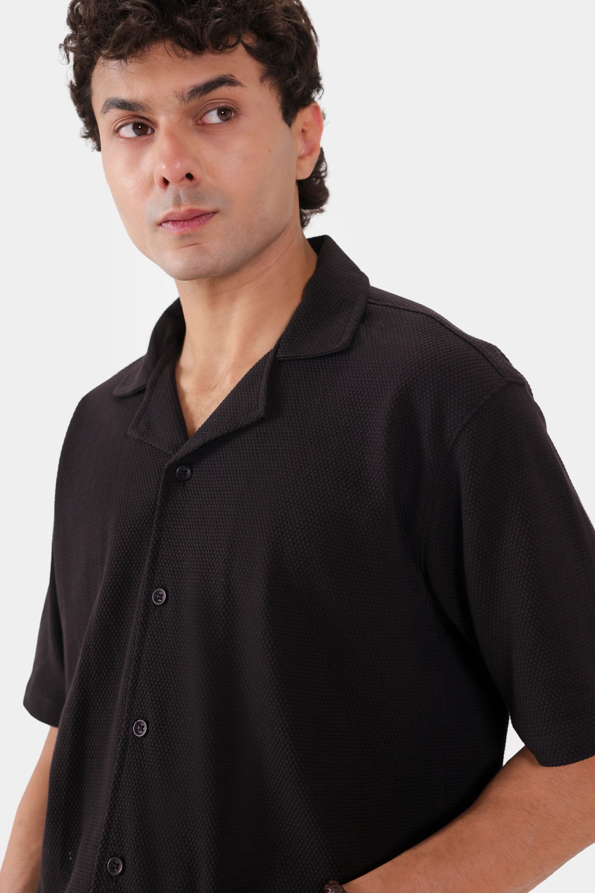 Popcorn Knit Boxy Shirt - Cougar Clothing