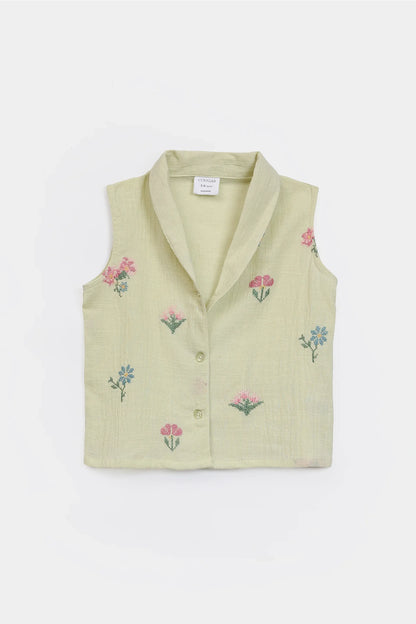 Embroidered Top With Shawl Collar - Cougar Clothing