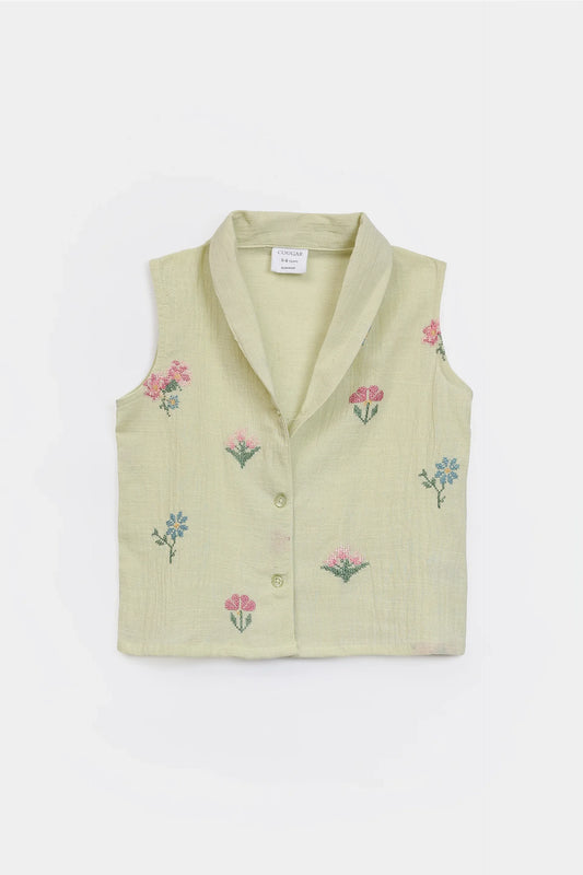 Embroidered Top With Shawl Collar - Cougar Clothing