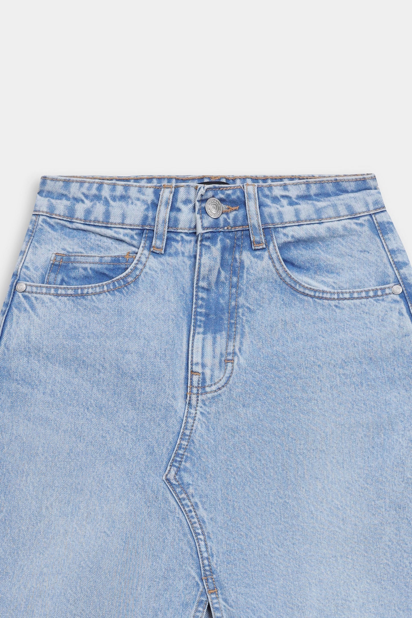 Denim Skirt With Front Slit - Cougar Clothing