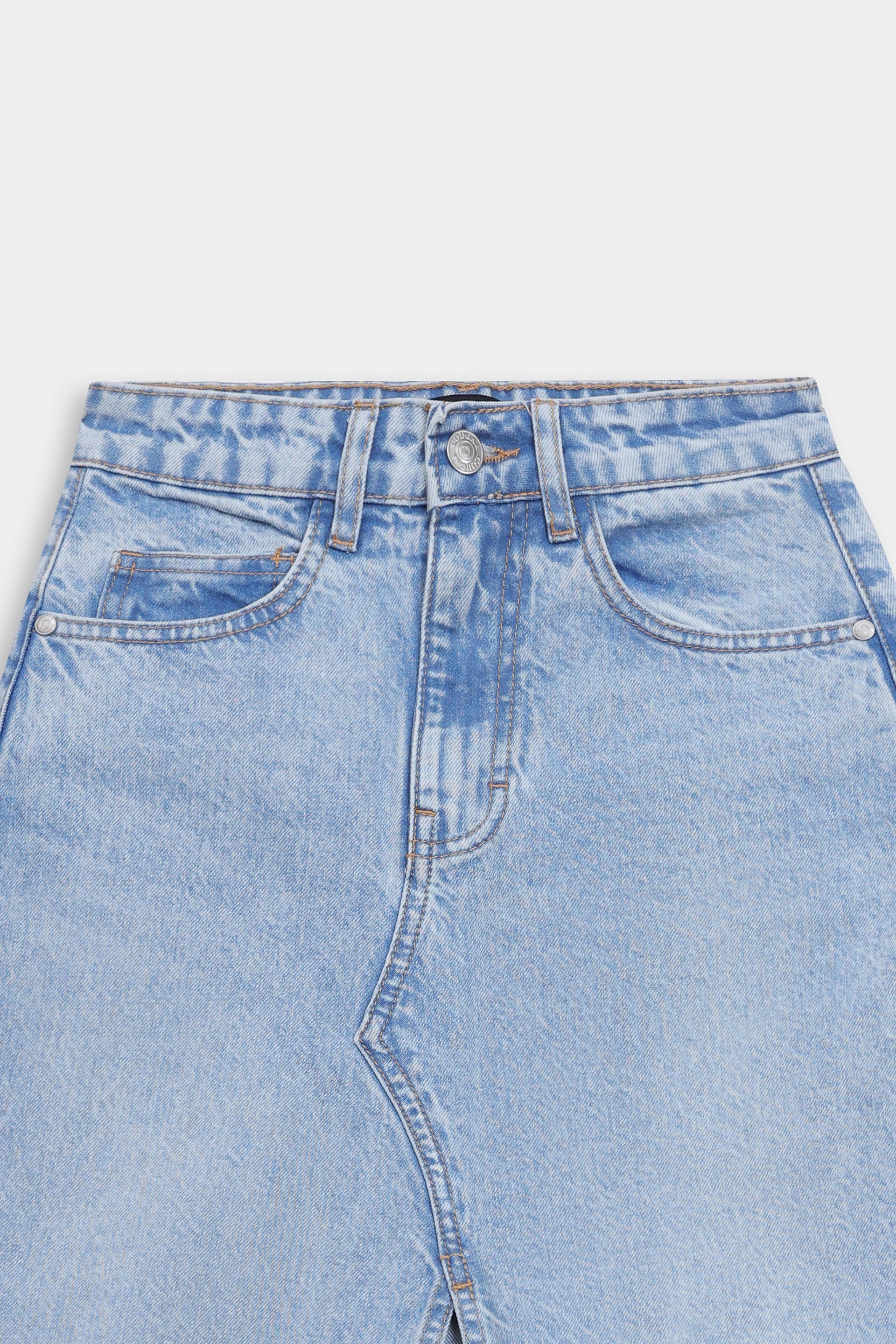 Denim Skirt With Front Slit - Cougar Clothing
