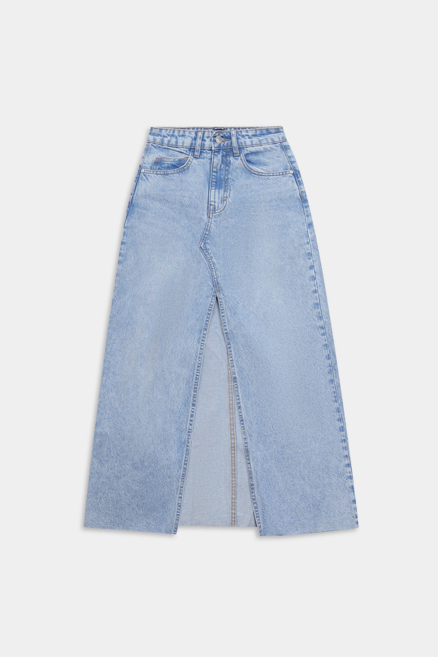 Denim Skirt With Front Slit - Cougar Clothing