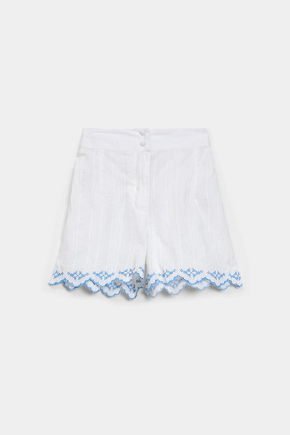 Embroidered Scalloped Shorts - Cougar Clothing