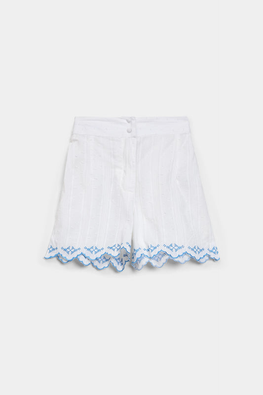 Embroidered Scalloped Shorts - Cougar Clothing
