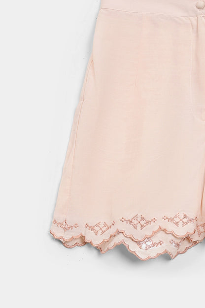 Embroidered Scalloped Shorts - Cougar Clothing