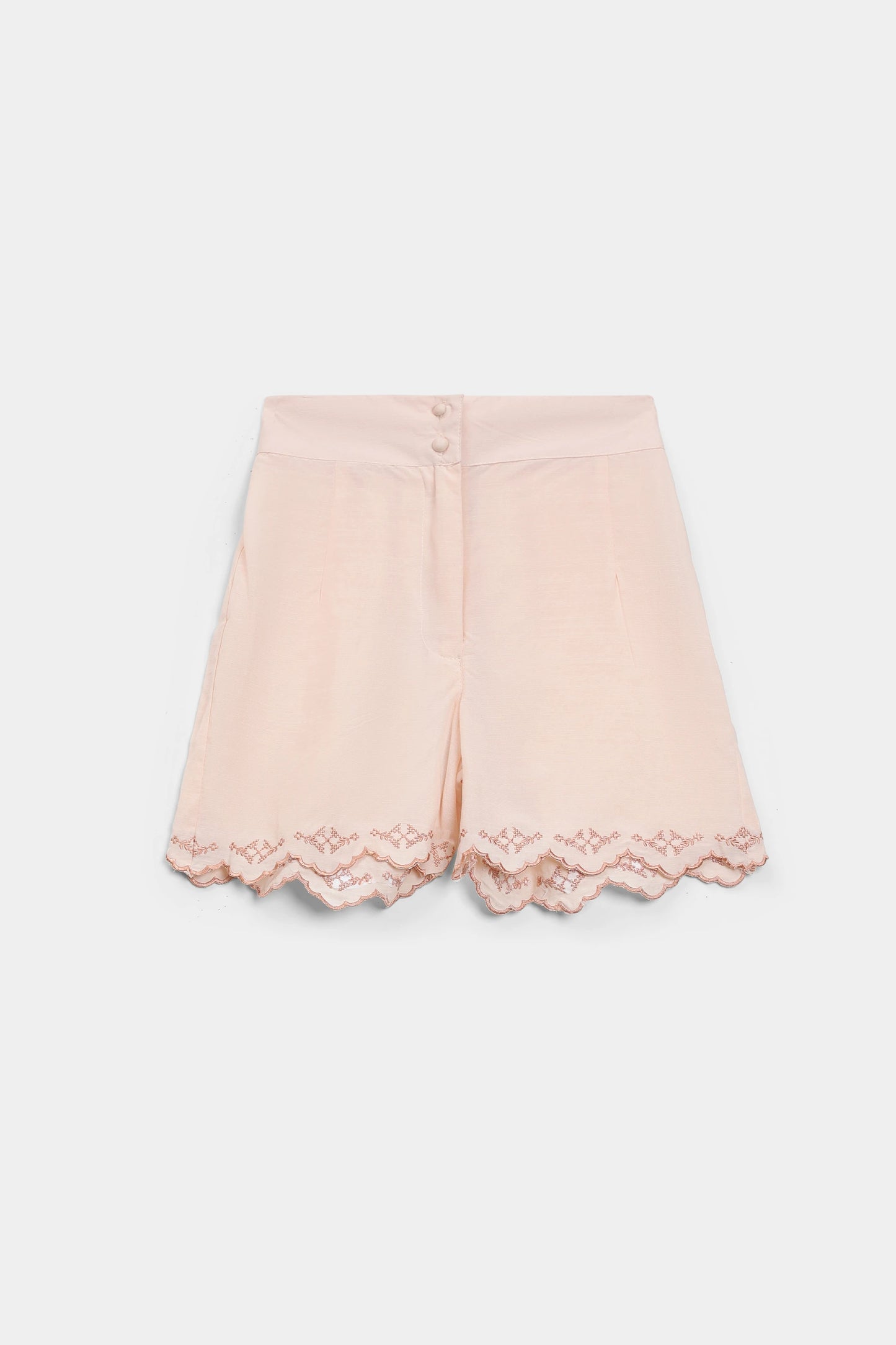 Embroidered Scalloped Shorts - Cougar Clothing
