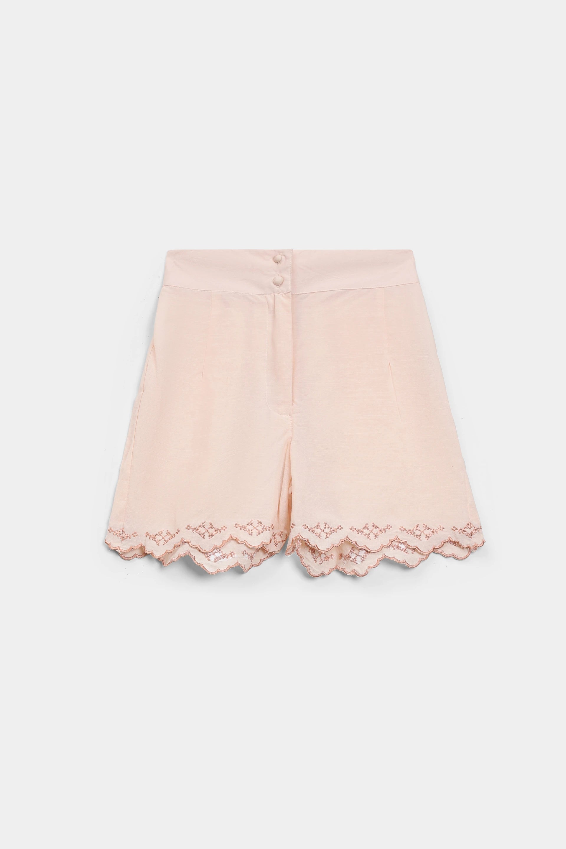 Embroidered Scalloped Shorts - Cougar Clothing