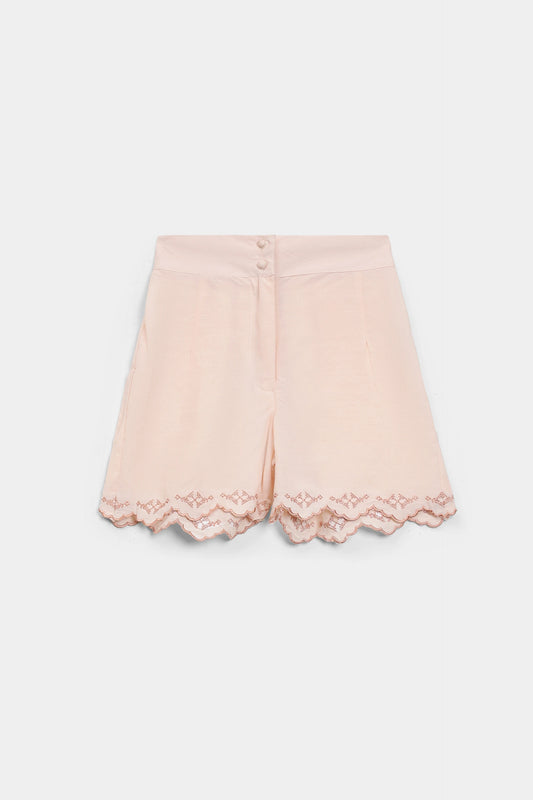 Embroidered Scalloped Shorts - Cougar Clothing
