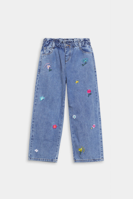 Straight Embroidered Jeans - Cougar Clothing