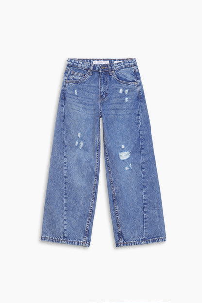 Wide Leg Ripped Jeans - Cougar Clothing