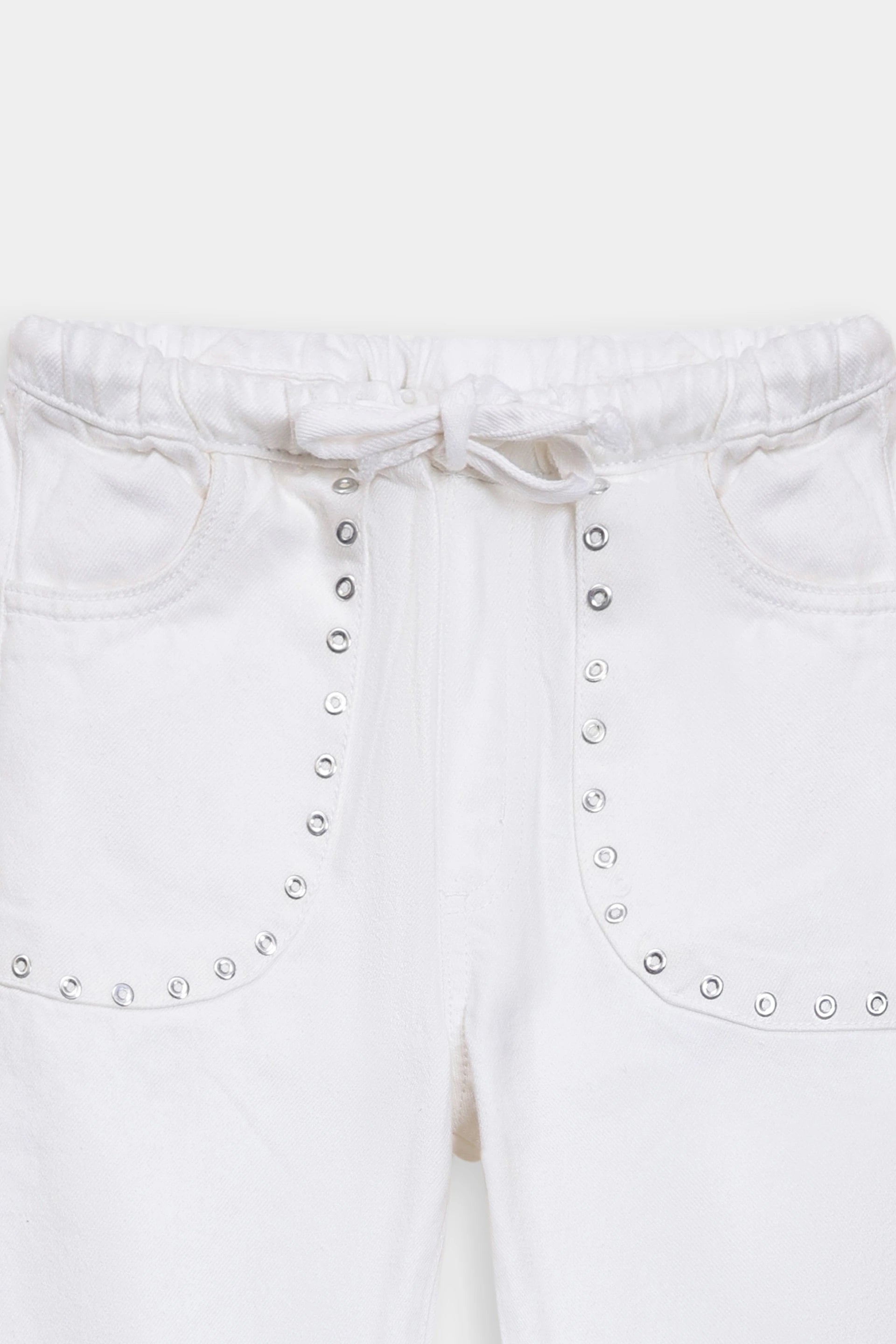 Wide Leg Jeans With Stud Detailing - Cougar Clothing