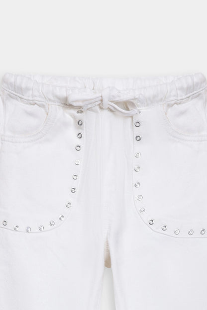 Wide Leg Jeans With Stud Detailing - Cougar Clothing