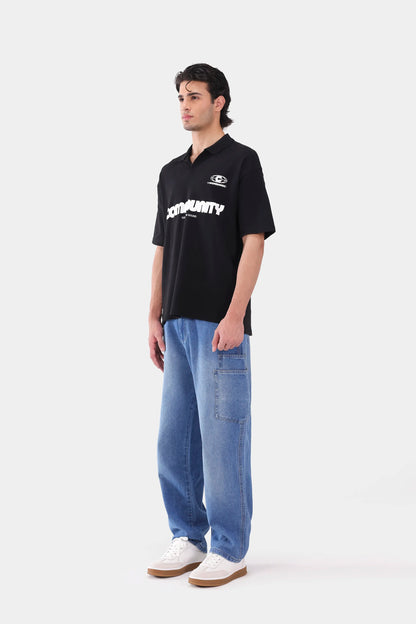 Text Print Johnny Collar Polo - Cougar Clothing