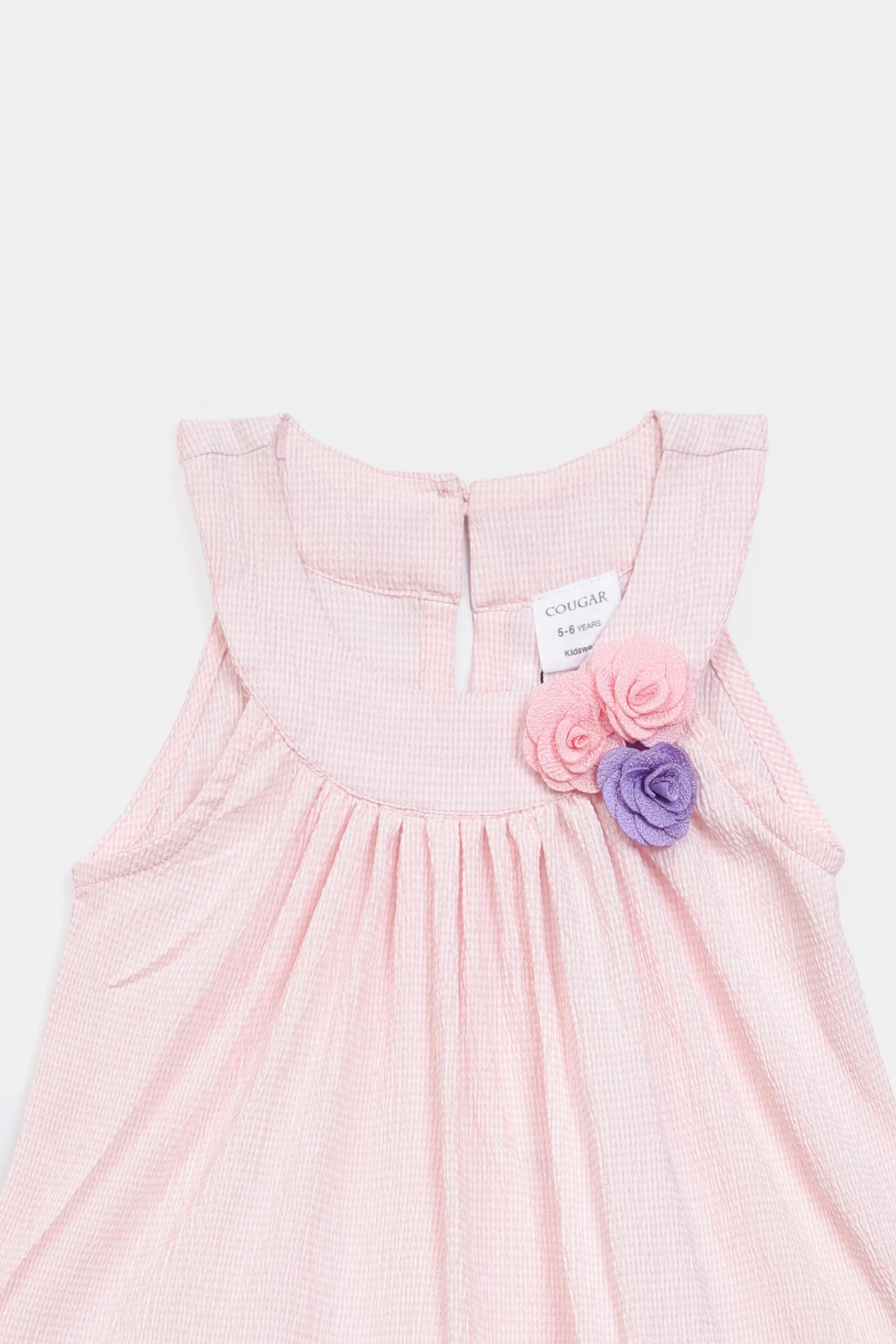 Textured Dress With Flowers - Cougar Clothing