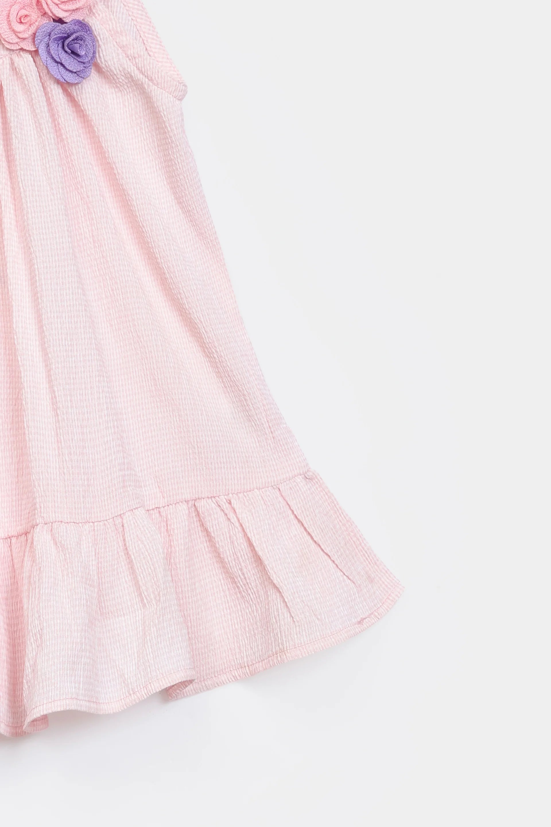 Textured Dress With Flowers - Cougar Clothing
